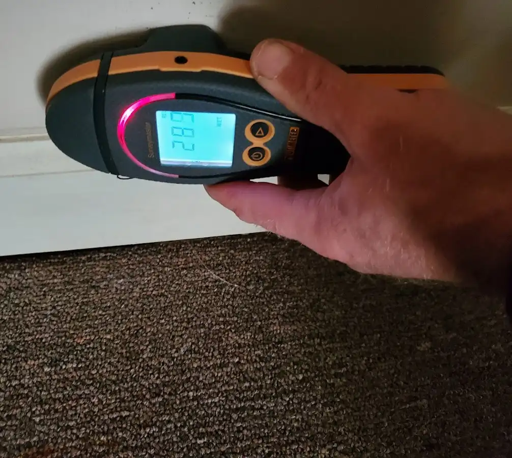 Moisture detection at baseboard during Sewage Cleanup & Sanitation in East Pasadena